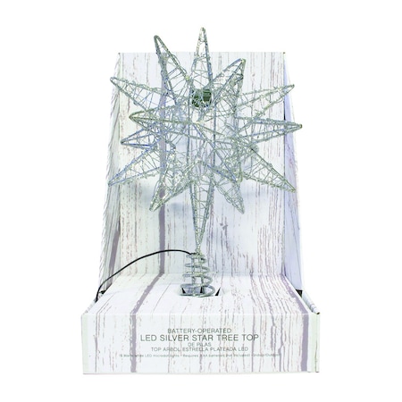 Celebrations Celebrations LED Silver Microdot Star Tree Topper 9 in. 49235-71